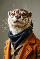 Stylish otter in fashionable outfit, modern urban elegance