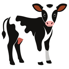 Cute Calf Animal Vector Illustration – Cartoon, Clipart & Line Art Design on White Background, High-quality calf vector illustration in cartoon, clipart, and line art style on a white background.