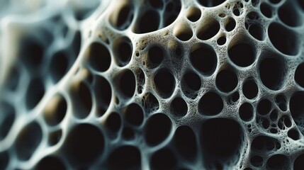 Abstract porous structure, close-up, dark background, science texture