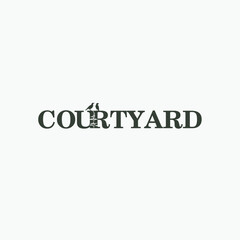 Gardening landscaping courtyard typography logo design editable vector brand identity image