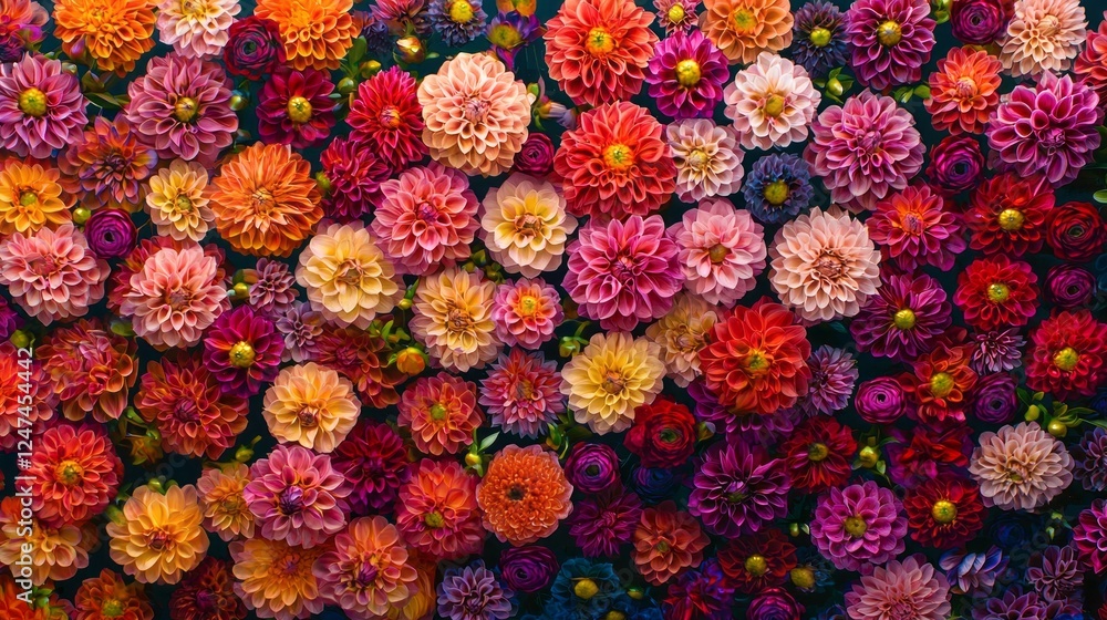 Poster a stunning array of diverse flowers fills the canvas with vivid hues, creating a breathtaking natura