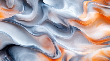 Obraz premium Abstract swirling paint texture, orange grey white, fluid motion, background design
