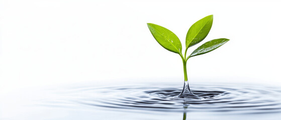 World Water Day water freshwater. Fresh green plant sprouting in water ripples