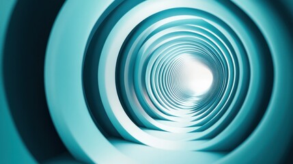 Fototapeta premium Teal circular tunnel receding to light; abstract background, website design