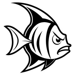 Angelfish Vector Illustration – Cartoon, Clipart & Line Art Design on White Background, Angelfish vector illustration in cartoon, clipart, and line art style on a white background.