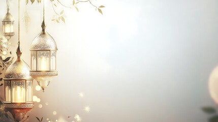 Obraz premium Elegant Golden Lanterns Hanging Amongst Delicate Branches