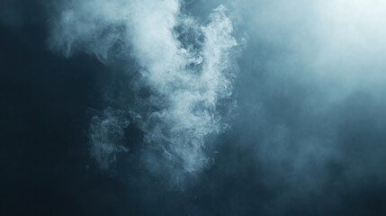 Obraz premium Blue smoke plume rising, dark background, studio shot, design element