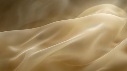 Obraz premium Beige silk fabric drapes, studio shot, soft light, background blur, textile design