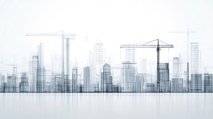 Cityscape Construction Cranes Skyline Development