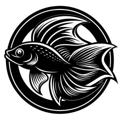  Betta Fish Vector Illustration - Cartoon, Clipart & Line Art Design on White Background, Betta fish vector illustration in cartoon, clipart, and line art styles, perfect for digital designs.