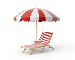 Striped red and white beach umbrella featuring classic design, summer vacation and outdoor relaxation theme