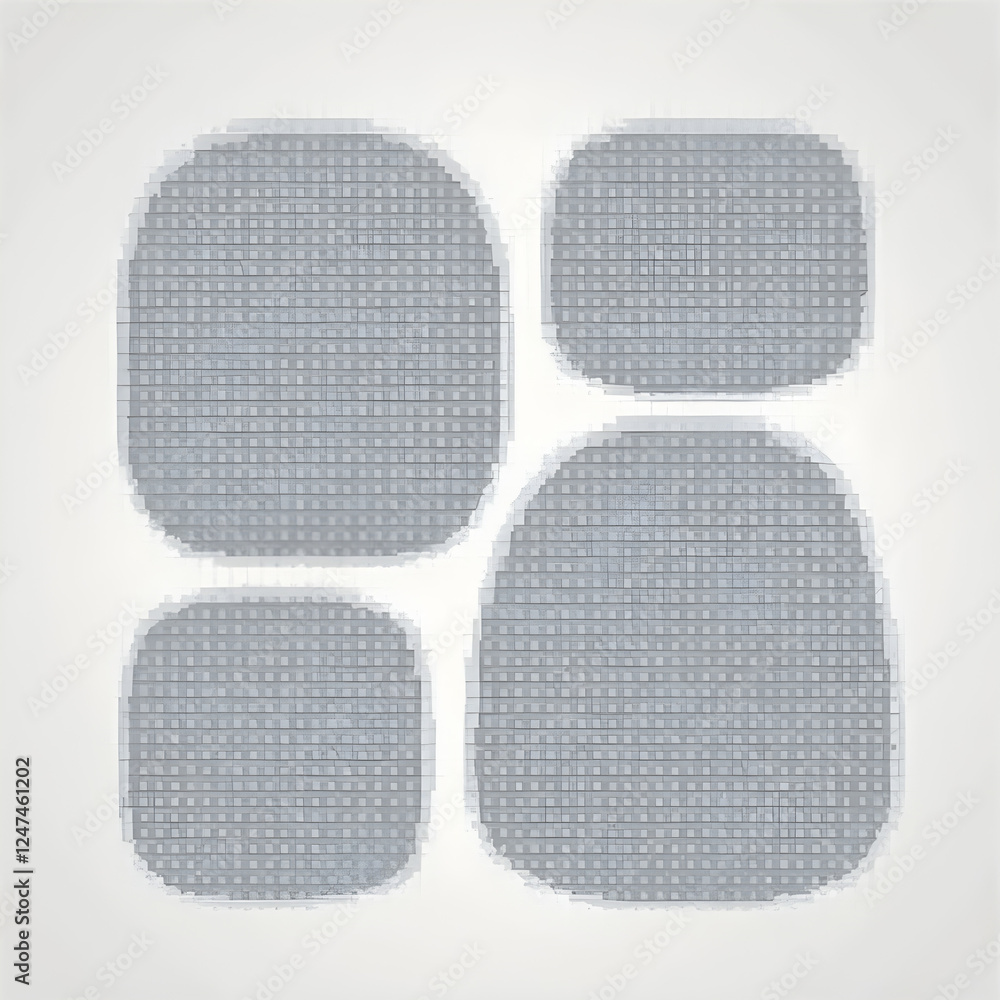 Poster abstract grey mosaic tile pattern: modern minimalist design with rounded squares for backgrounds, te
