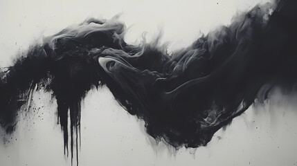 A dramatic abstract depiction of dark, swirling smoke and fog in a monochromatic palette, creating a moody and ethereal atmosphere with subtle textures on the floor. Ethereal Fog & Mist. Illustration