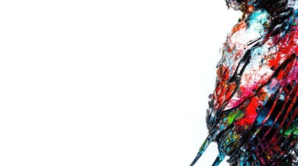 Colorful abstract figure, paint splatter, white background, art design
