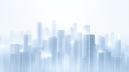 Futuristic city skyline, glowing, hazy, urban development, website header