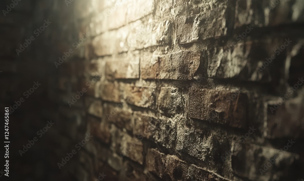 Poster rustic brick wall with subtle texture and warm earthy tones, illuminated by soft natural light, crea