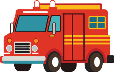 Red Fire Truck with Emergency Lights – Civil Defense and Fire Service Vehicle