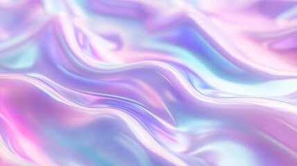 Obraz premium Holographic iridescent fabric texture background, pastel wave pattern, digital art, design element