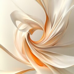 Fototapeta premium Abstract swirling beige cream vortex, digital art, light background, website design
