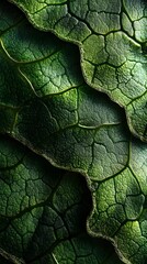Obraz premium Close-up of a green leaf texture, macro photography 