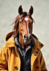 Obraz premium Stylish horse modeling trendy outfit in urban setting, fashion statement