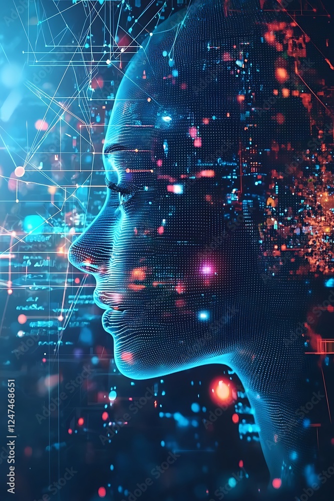 Aufkleber artificial intelligence technology web background, representing virtual concepts and futuristic digi