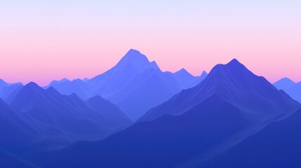 Fototapeta premium Blue mountains sunset landscape, peaceful scene, digital art, website banner