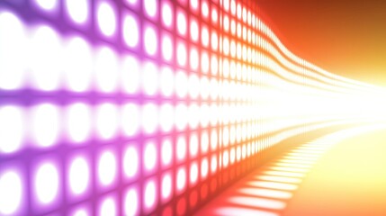 Naklejka premium Colorful LED lights tunnel, vibrant background, digital art, futuristic design