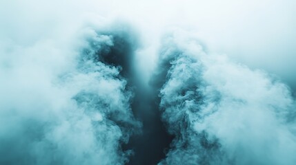 Fototapeta premium Teal Smoke Clouds Rise Forming Abstract Shapes