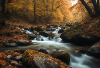 central stara balkan mountain located colors national old bulgaria reka park autumn river background beautiful beauty blue cascade colourful environment europa fall flow flowing forest fresh grass