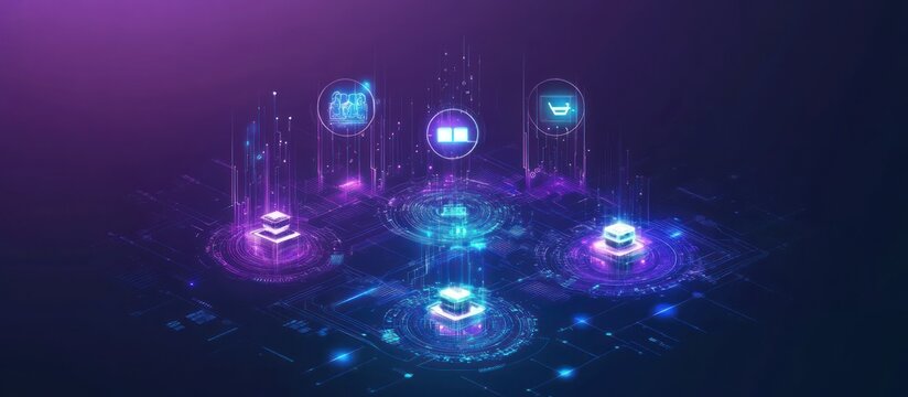 Abstract Futuristic Digital Network Connection Technology Concept