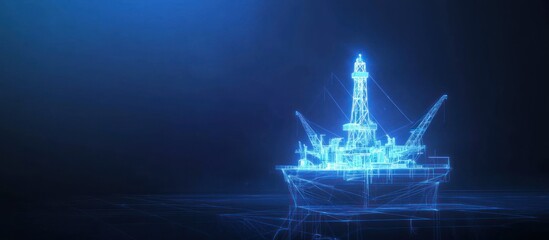 Abstract blue oil platform offshore drilling for energy resource