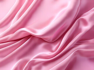 Obraz premium Soft pink satin fabric with delicate folds and smooth texture, creating a luxurious and elegant textile background ideal for fashion, beauty, and romantic-themed designs
