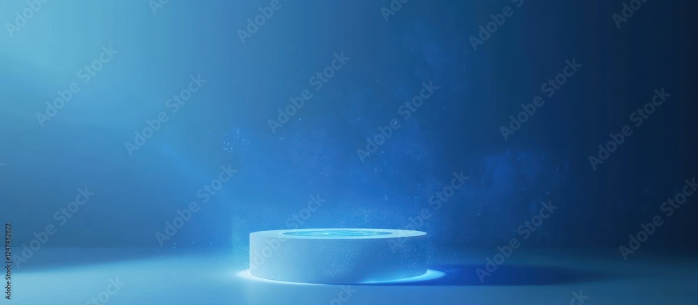 Poster abstract backlit platform displaying clean lines and blue hues effect
