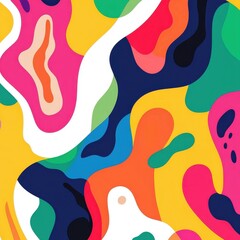 Abstract organic shapes in bright and vibrant color layers