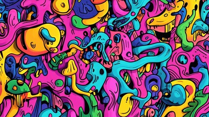 Obraz premium Abstract and psychedelic artwork full of brightly colored shapes
