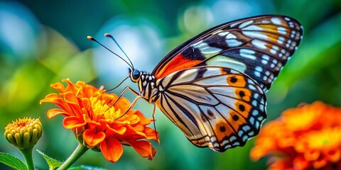 Obraz premium Vibrant Butterfly on Orange Flower - Nature Stock Photo