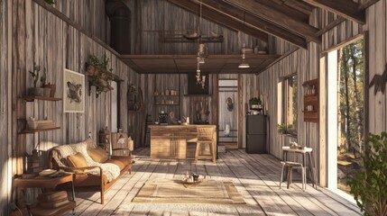 Rustic Cabin Interior Cozy Wooden Home Design with Natural Light