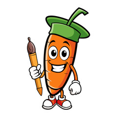 Carrot Vegetable Vector Illustration – Cartoon, Clipart & Line Art Design on White Background, Carrot vegetable vector illustration in cartoon, clipart, and line art style with a white background.