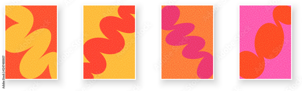 Poster dynamic abstract wavy patterns with bold color combinations. eye-catching vector illustration for mo