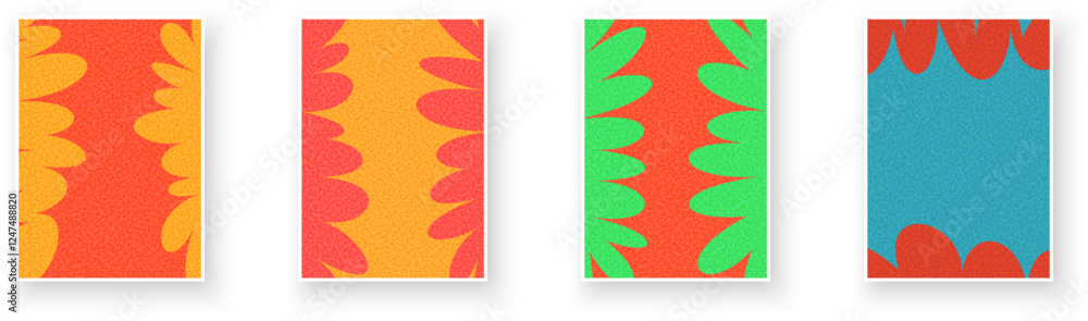 Poster vivid overlapping petal shapes in contrasting colors create playful and dynamic vertical borders for