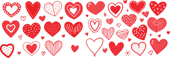 Hand-Drawn Heart Doodle Set – Cute Love and Valentine’s Day Vector Elements

