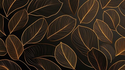 Elevate your space with our luxury botanical abstract art, featuring golden leaves in a chic, handdrawn style.