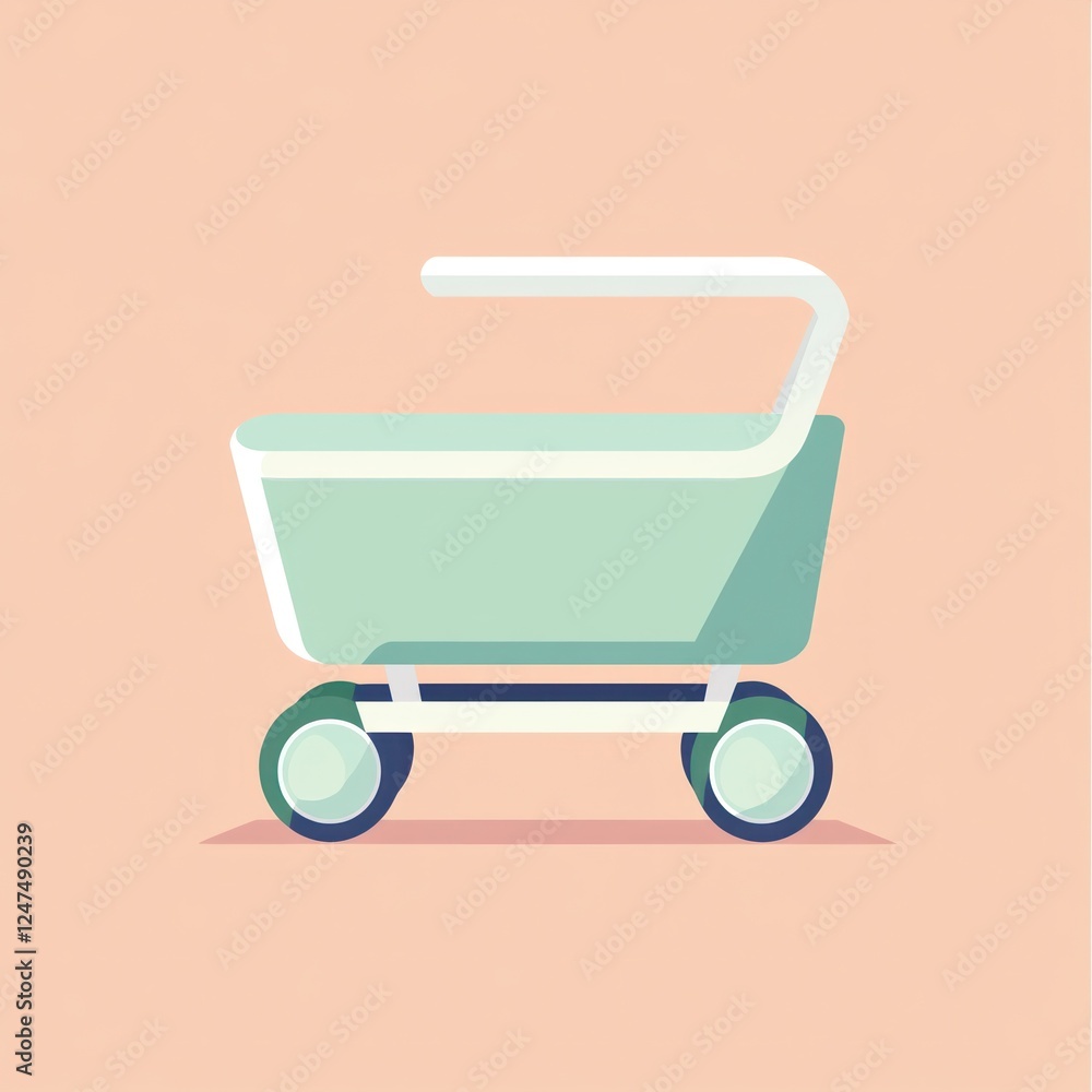 Poster shopping cart at store checkout. background is plain; for shopping related concepts