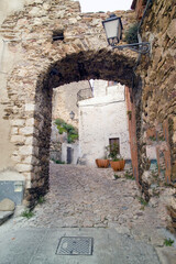 Fototapeta premium Posada old town in Sardinia (Nuoro), homes in the historic center. Sardinia. Italy