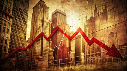 Vintage Photo: Red Graph, Economic Crisis, Real Estate Market Crash, 1929 Style