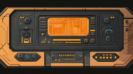 Fototapeta premium Detailed view of a futuristic touchscreen interface with holographic projections and virtual buttons. Holographic Projections. Illustration
