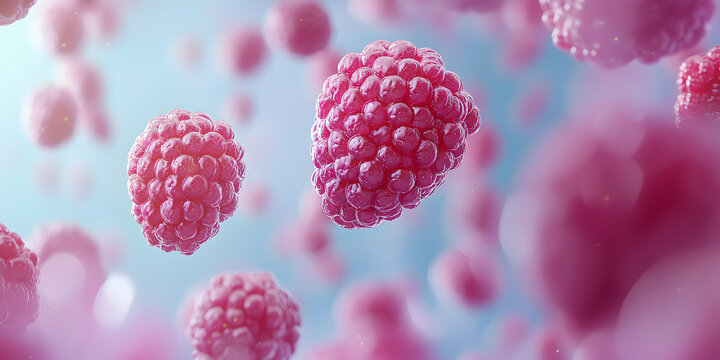 Fresh Organic Raspberries: Juicy, Sweet, and Healthy Red Berries - Vibrant Nature's Dessert Packed with Vitamins, Antioxidants, and Flavor for Your Summer Smoothies and Gourmet Snacks - Powered by Adobe