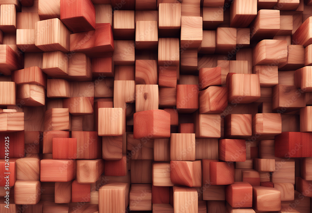 Poster texture shape illustration wood red cube pattern background 3d block color elements wooden natural i
