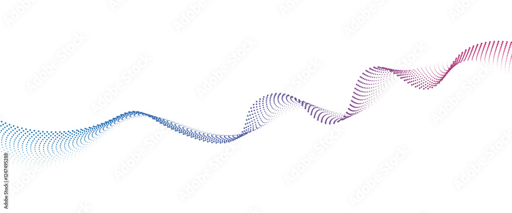 Poster flowing dot wave halftone gradient pattern on transparent background